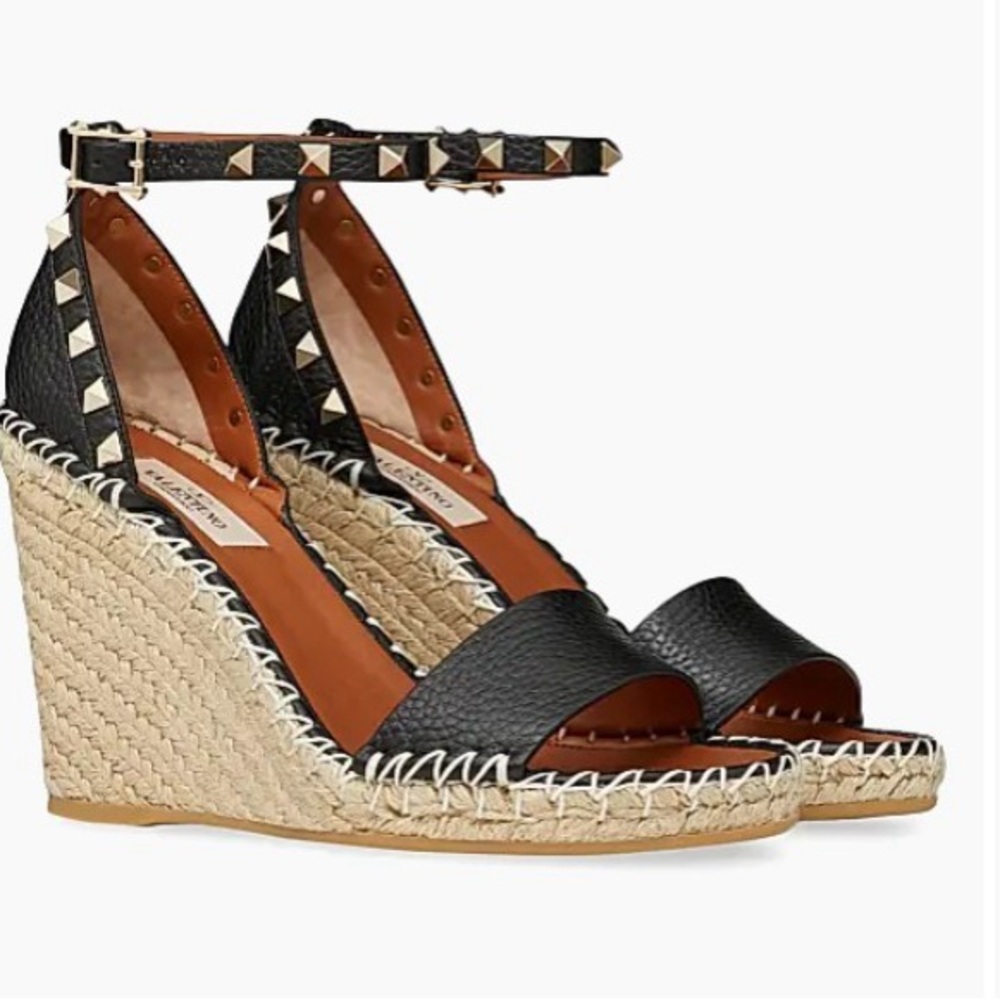 Valentino Black Wedge Sandals size 36 (runs large)